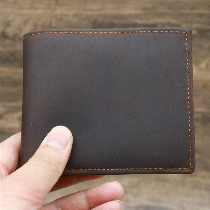 Men's Leather Crazy Horse Cowhide Vintage Dark Men's Wallets