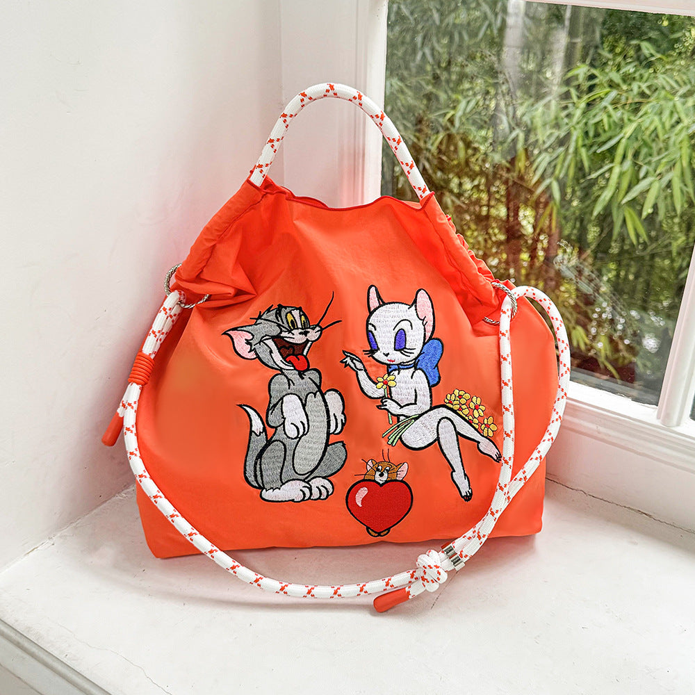 Authorized Embroidered Shopping Female Cartoon Fashion Portable Shoulder Bags