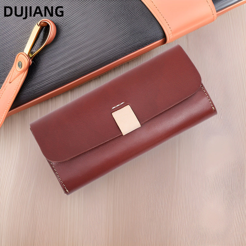 Women's First Layer Cowhide Simple Clutch High-grade Genuine Leather Ladies Wallet