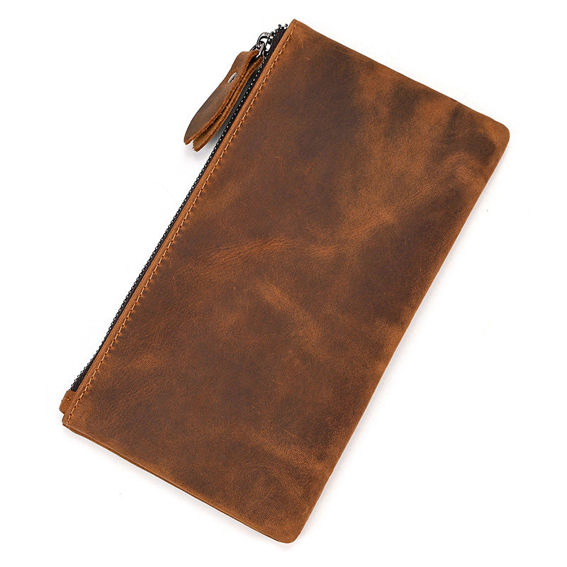 Women's & Men's Horse Leather Long Retro Large Capacity Men's Wallets