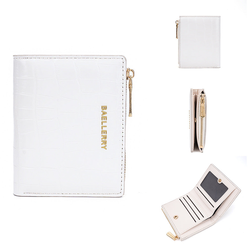 Women's Short Stone Pattern Two-fold Zipper Fashion Ladies Wallets