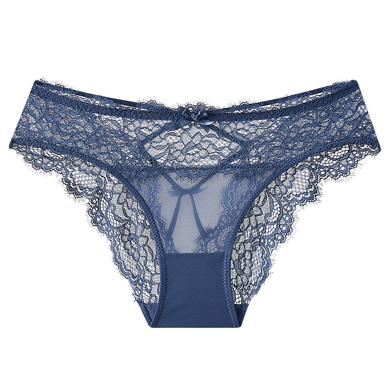 Women's Waist Hollow Jacquard Lace Briefs Comfortable Cotton Panties