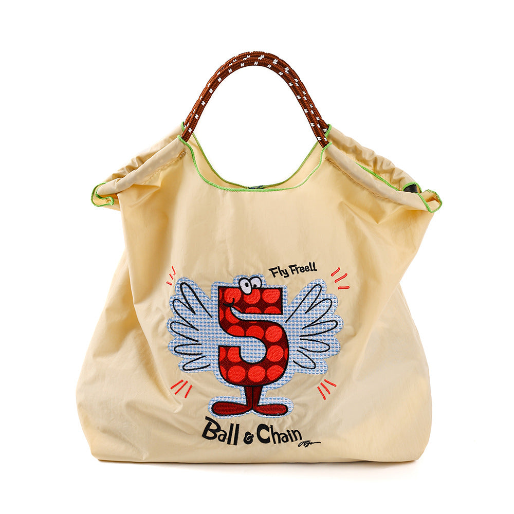 Women's Summer Needle Embroidery Nylon Large Capacity Shoulder Bags