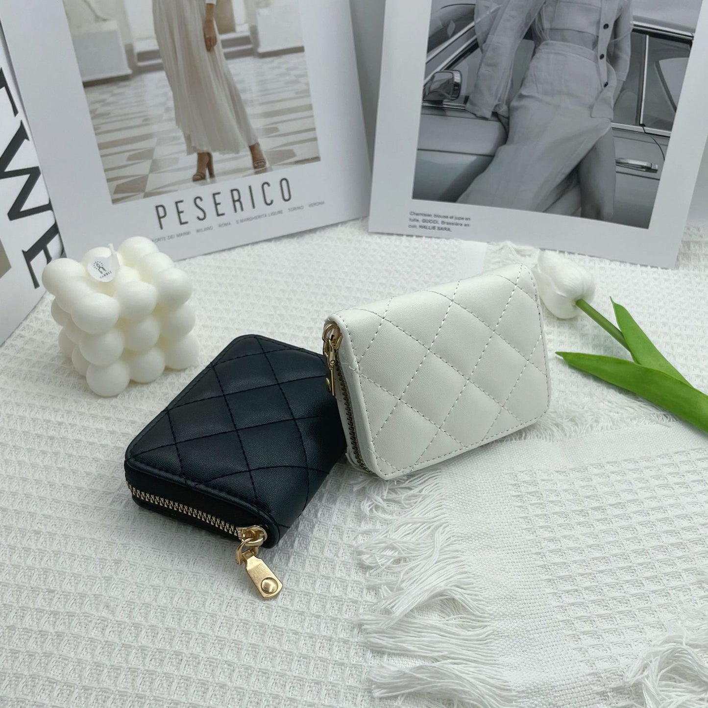 Women's Sleeve For Cards Storage Embroidered Diamond Card Holder