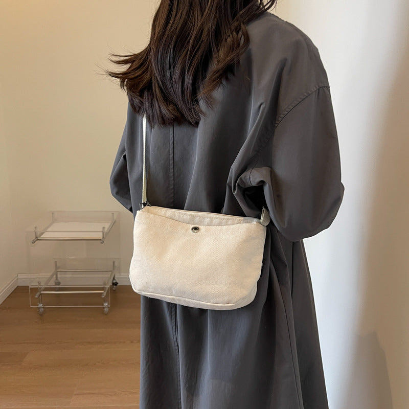Canvas Mobile Simple Solid Color Cloth Women's Messenger Bag