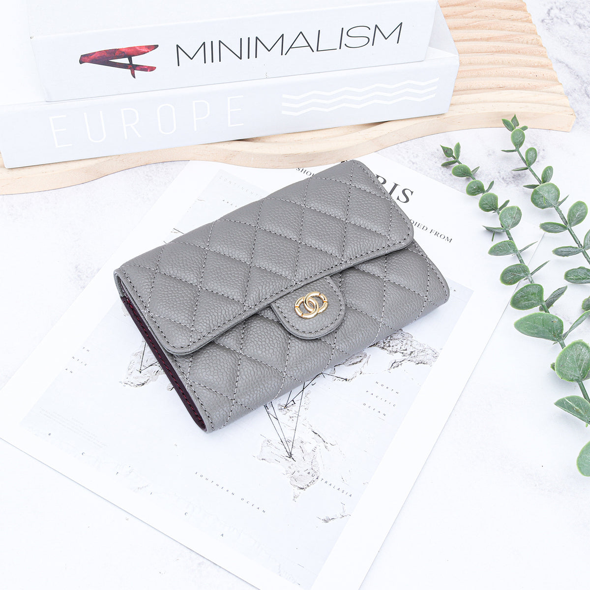 Women's Classic Style Caviar Mid-length Leather Rhombus Ladies Wallet