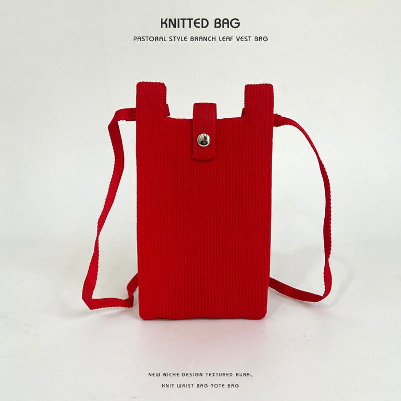 Elegant Solid Color Niche Knitted Korean Phone Bags