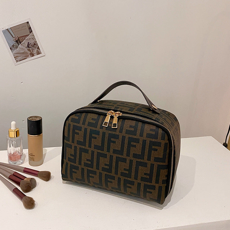 Letter Leather Cosmetics Storage Portable Hand Makeup Bag