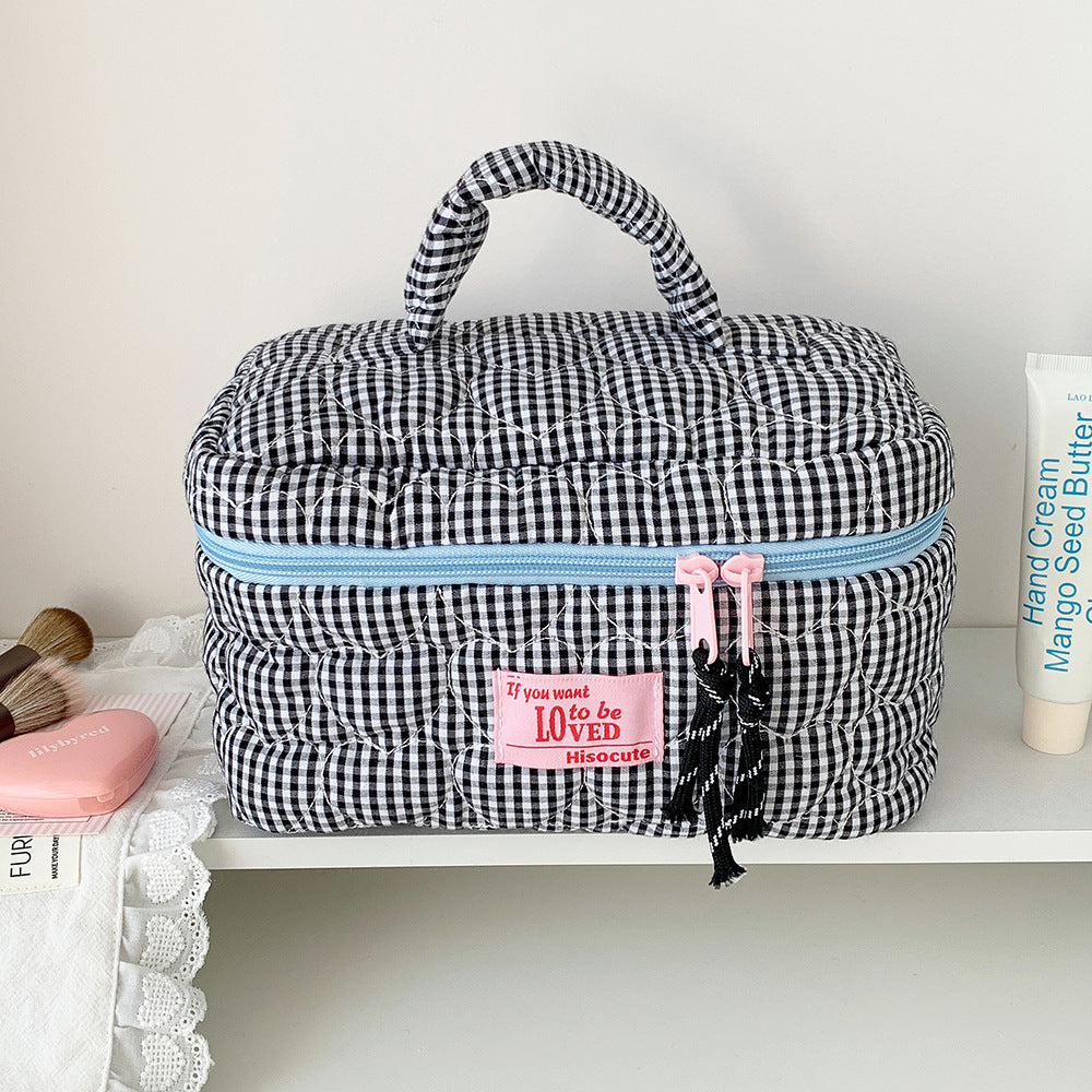 Portable Large Capacity Color Plaid Storage Bags