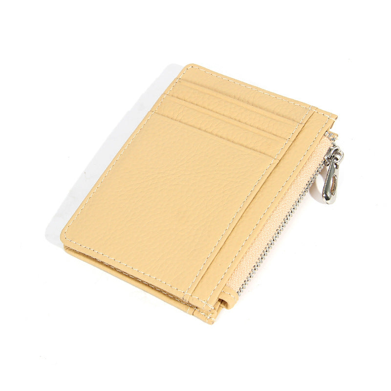 Women's & Men's & Leather Cowhide Solid-color Thin Section Card Holder