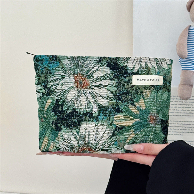 Oil Painting Style Flower Simple Portable Mobile Walking Clutch Good-looking Bags