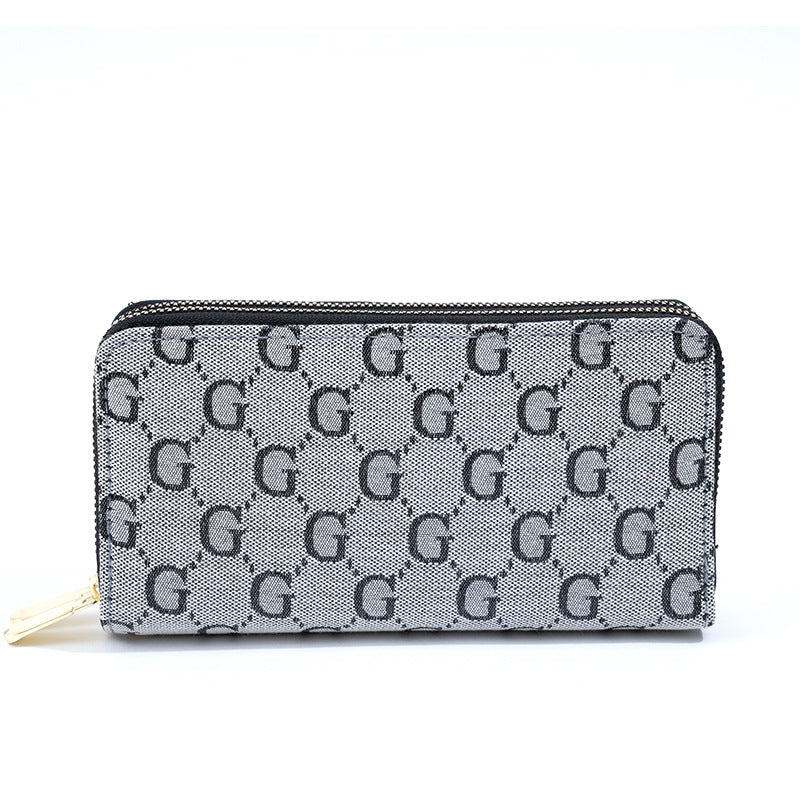 Women's Printed Large Letter Fashion Double Pull Capacity Multiple Slots Ladies Wallet