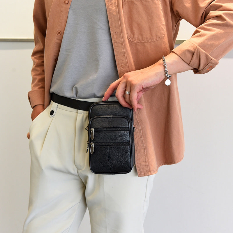 Comfortable Men's Genuine Leather Mobile Stall Phone Bags