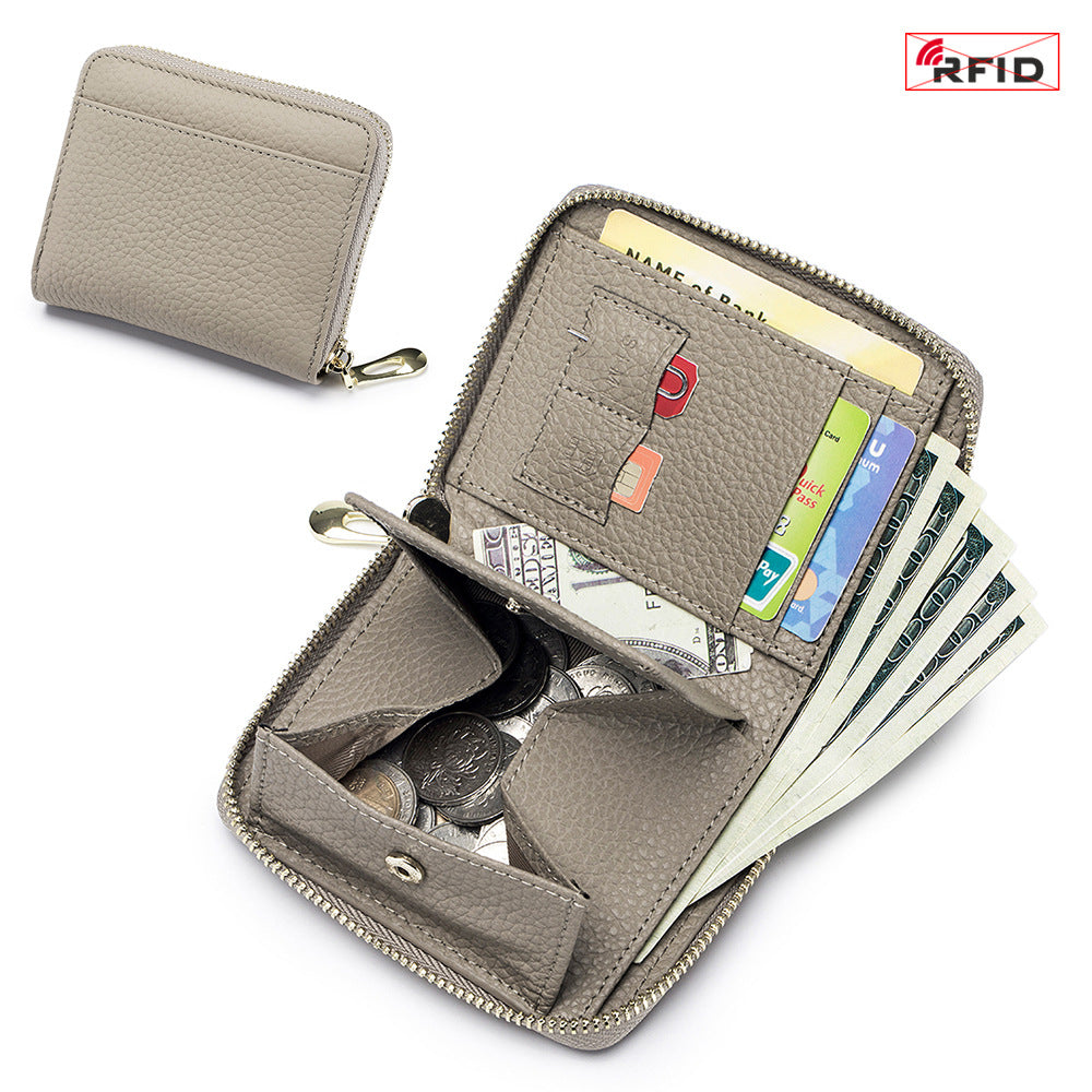 Women's Genuine Leather Fashion Short Niche Pocket Ladies Wallets