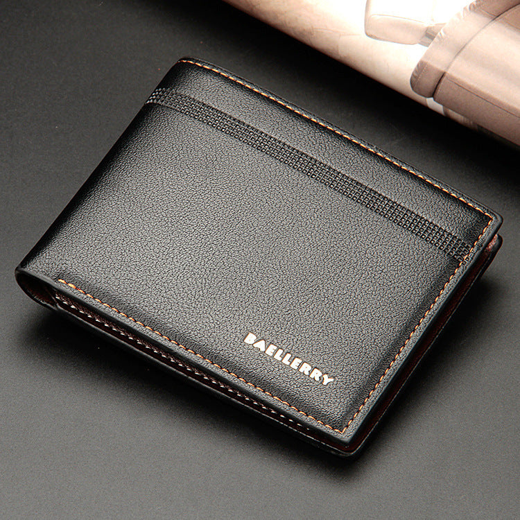 Men's Short Multiple Slots Lychee Pattern Business Card Holder