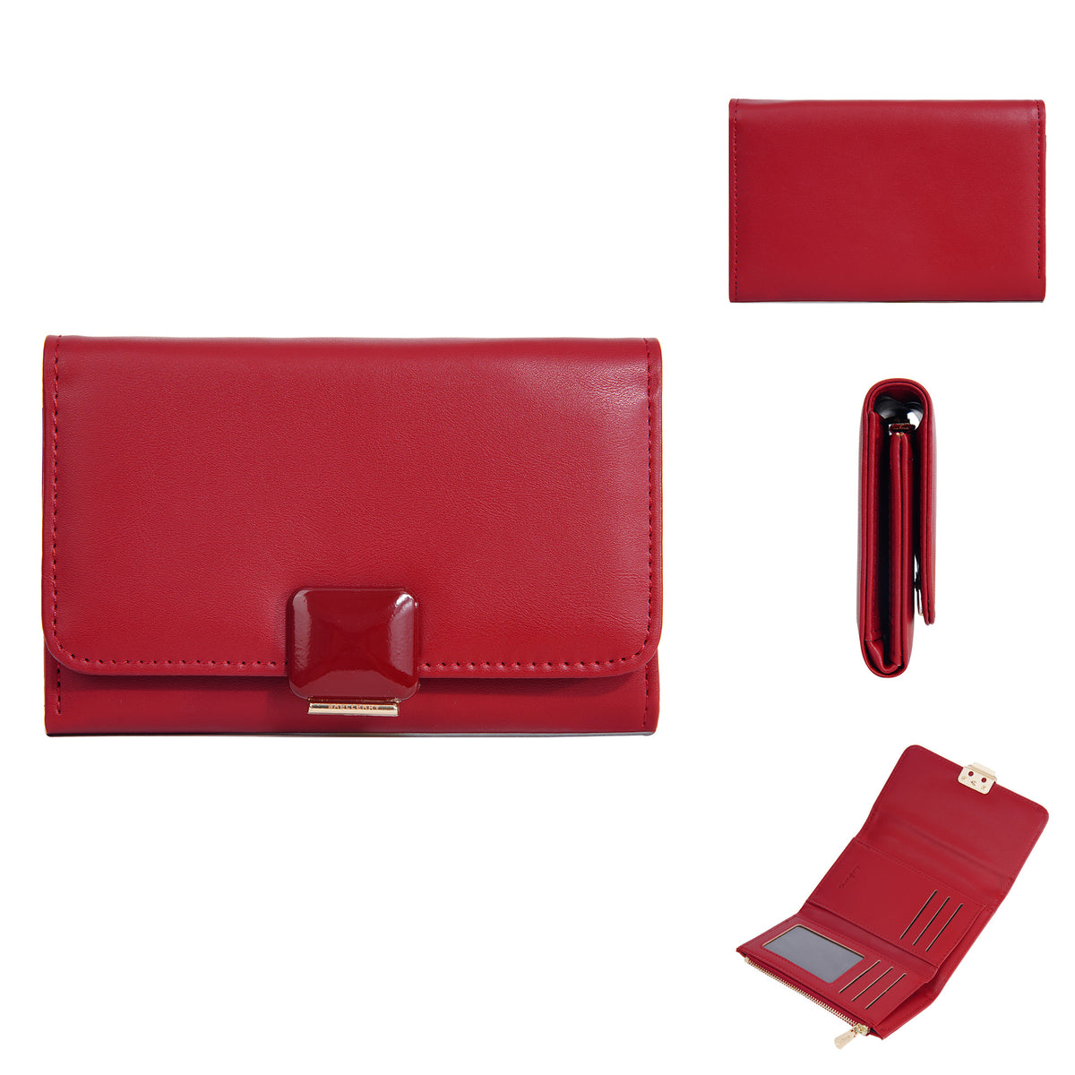 Women's Korean Style Multiple Slots Zipper Mid-length Coin Purses