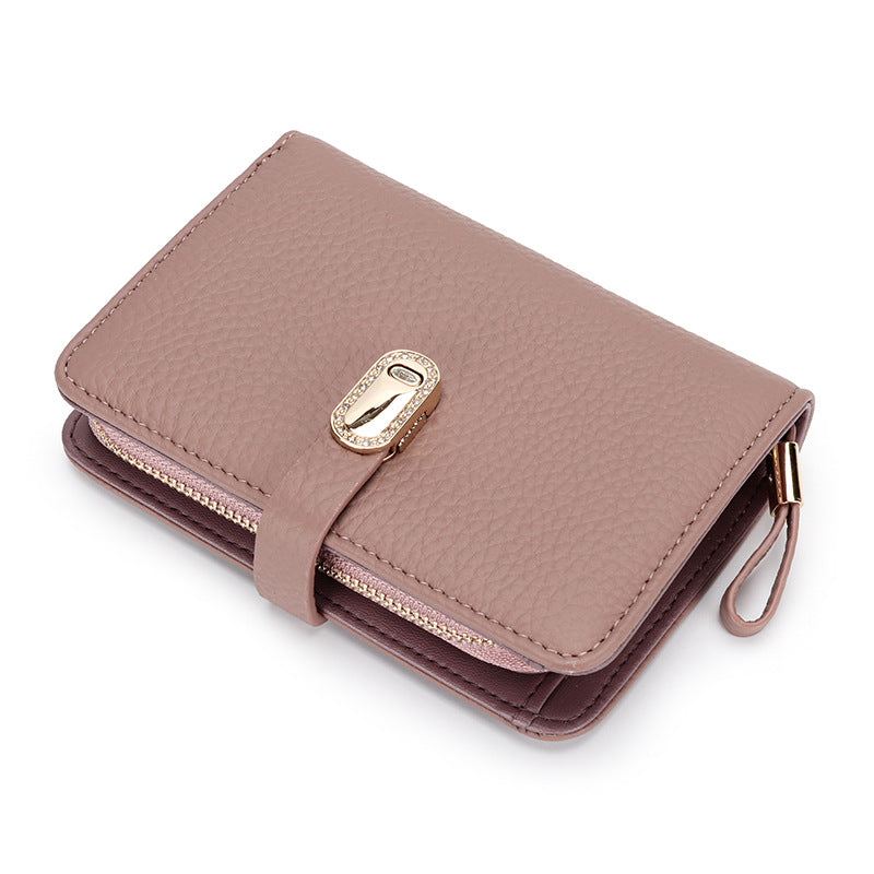 Women's Short Leather Zipper Multi Slots Large Capacity First Layer Ladies Wallet