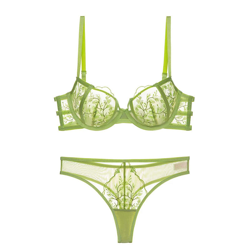 Women's Sexy Lace Embroidery Thin Underwear Summer Big Lingerie Sets