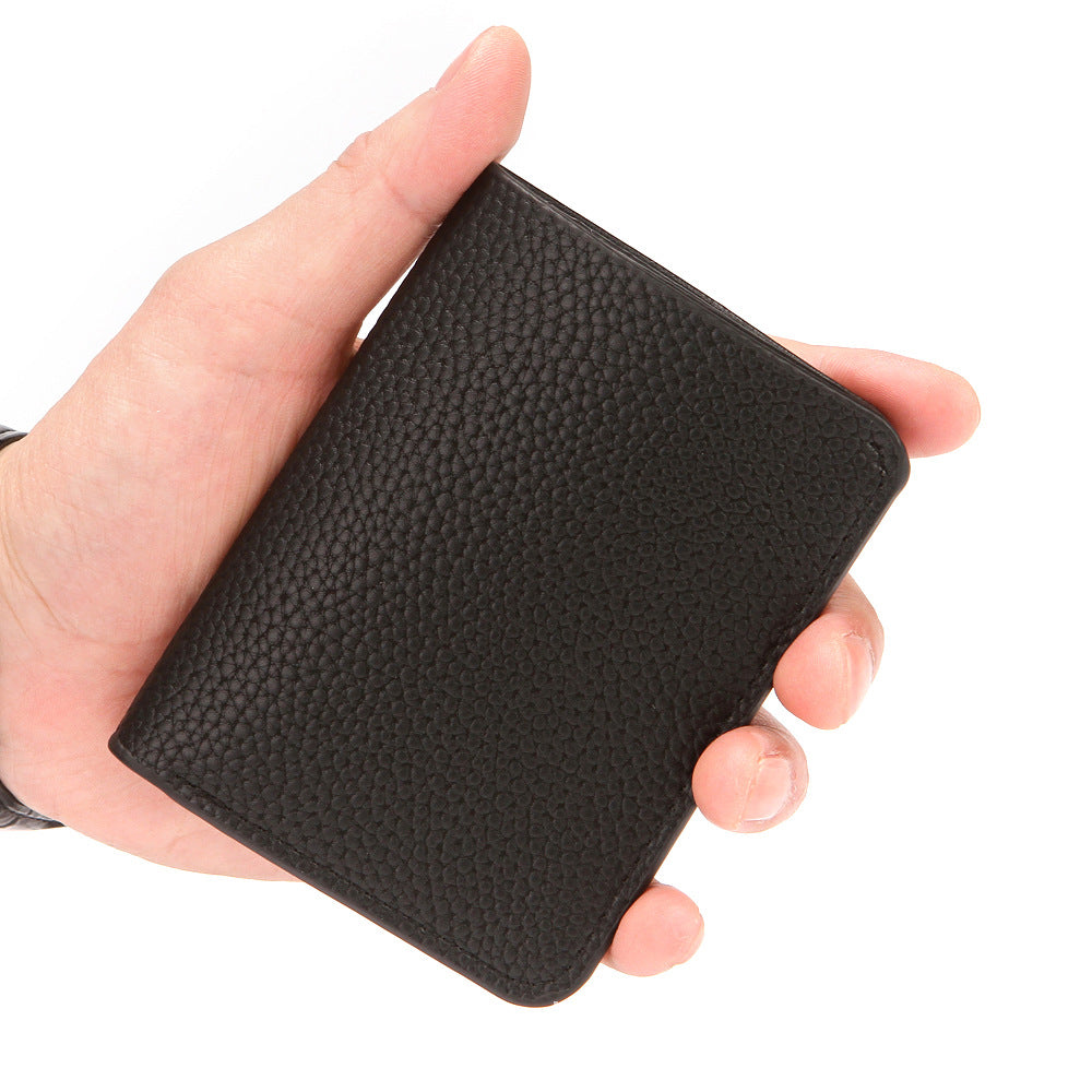 Men's Short Document Litchi Pattern Portable Large Men's Wallets