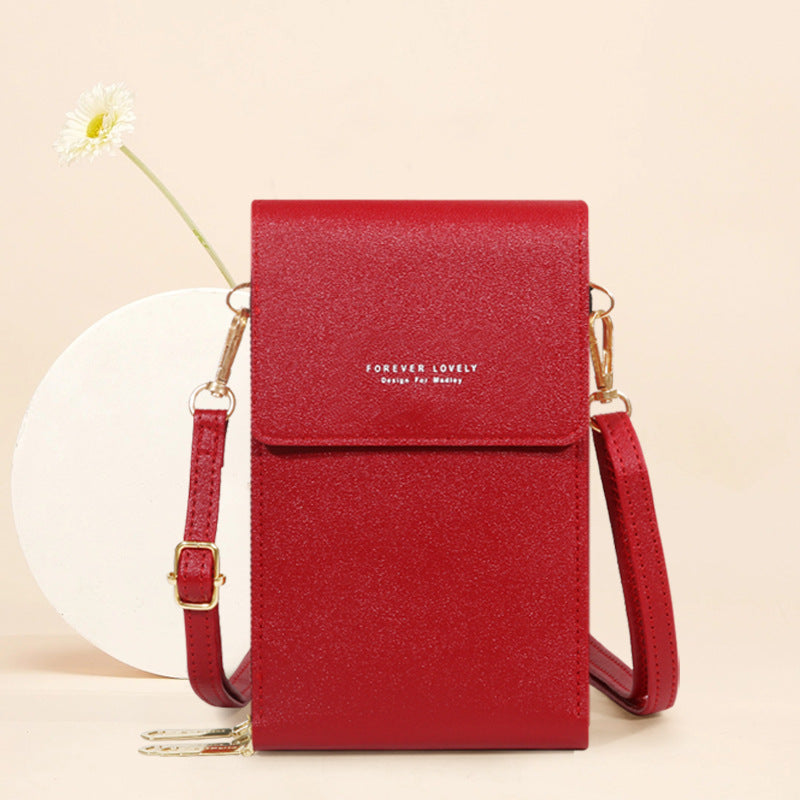 Women's Fashionable Leather Touch Screen Mobile Retro Solid Bags