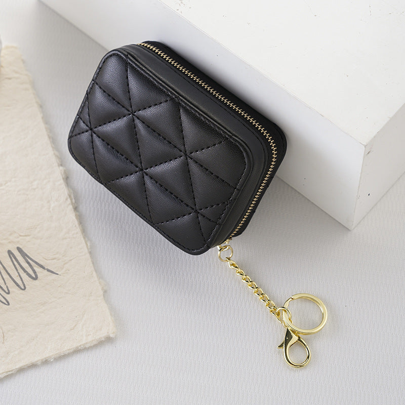 Mini Triangle Embroidery Thread With Mirror Simple Fashionable Solid Color Makeup Bag