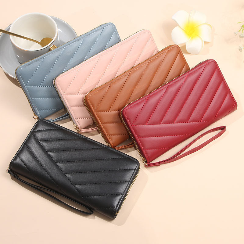 Women's Single Zipper Solid Color Simple Fresh Large Ladies Wallet