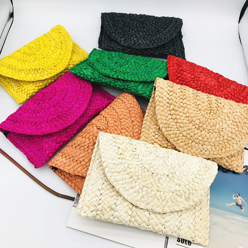 Corn Husk Straw Clutch Female Large Capacity Handbags