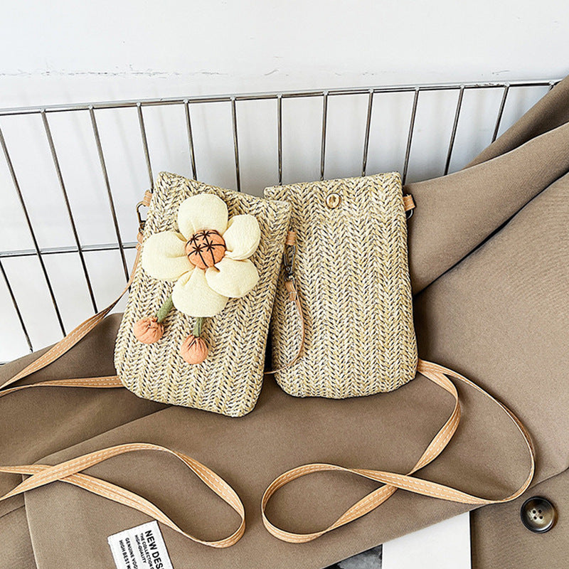 Straw Woven Mobile Female Western Style Walking Bags