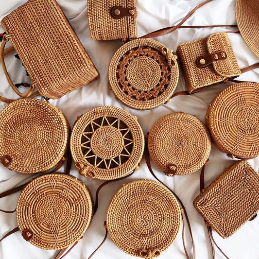 Rattan Autumn Weave Woven Retro Straw Handbags