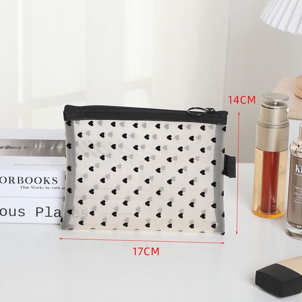 Women's Mesh Style Super Hot Portable Love Makeup Bag