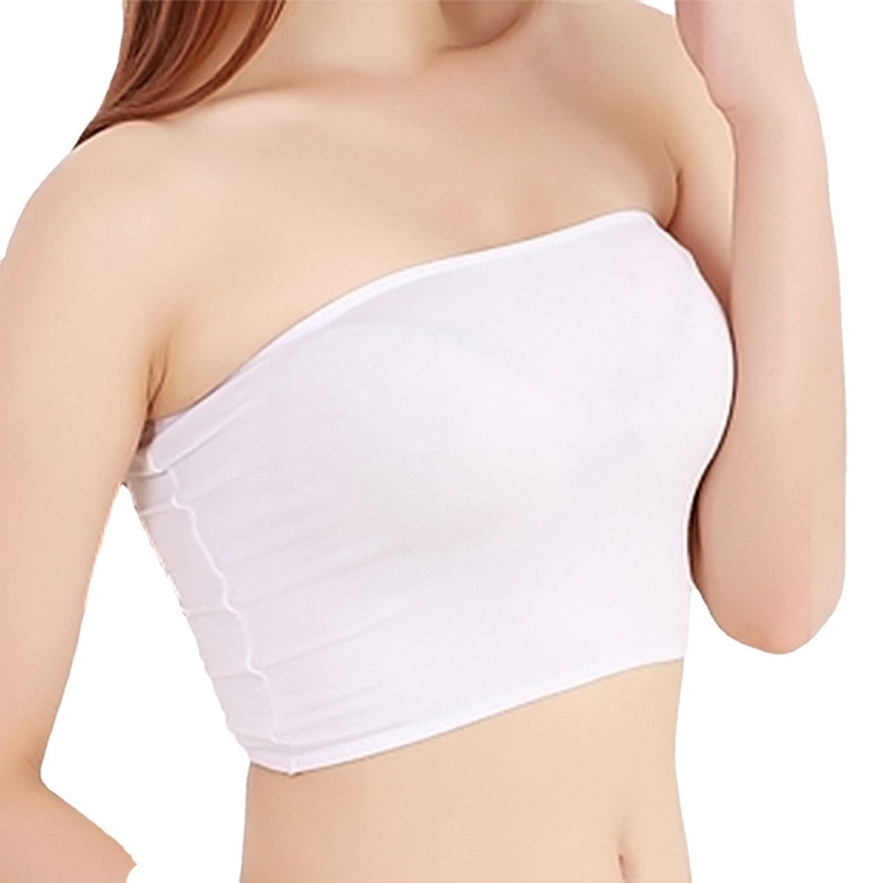 Women's Tube Top Full Coverage Strapless White Tanks Camis