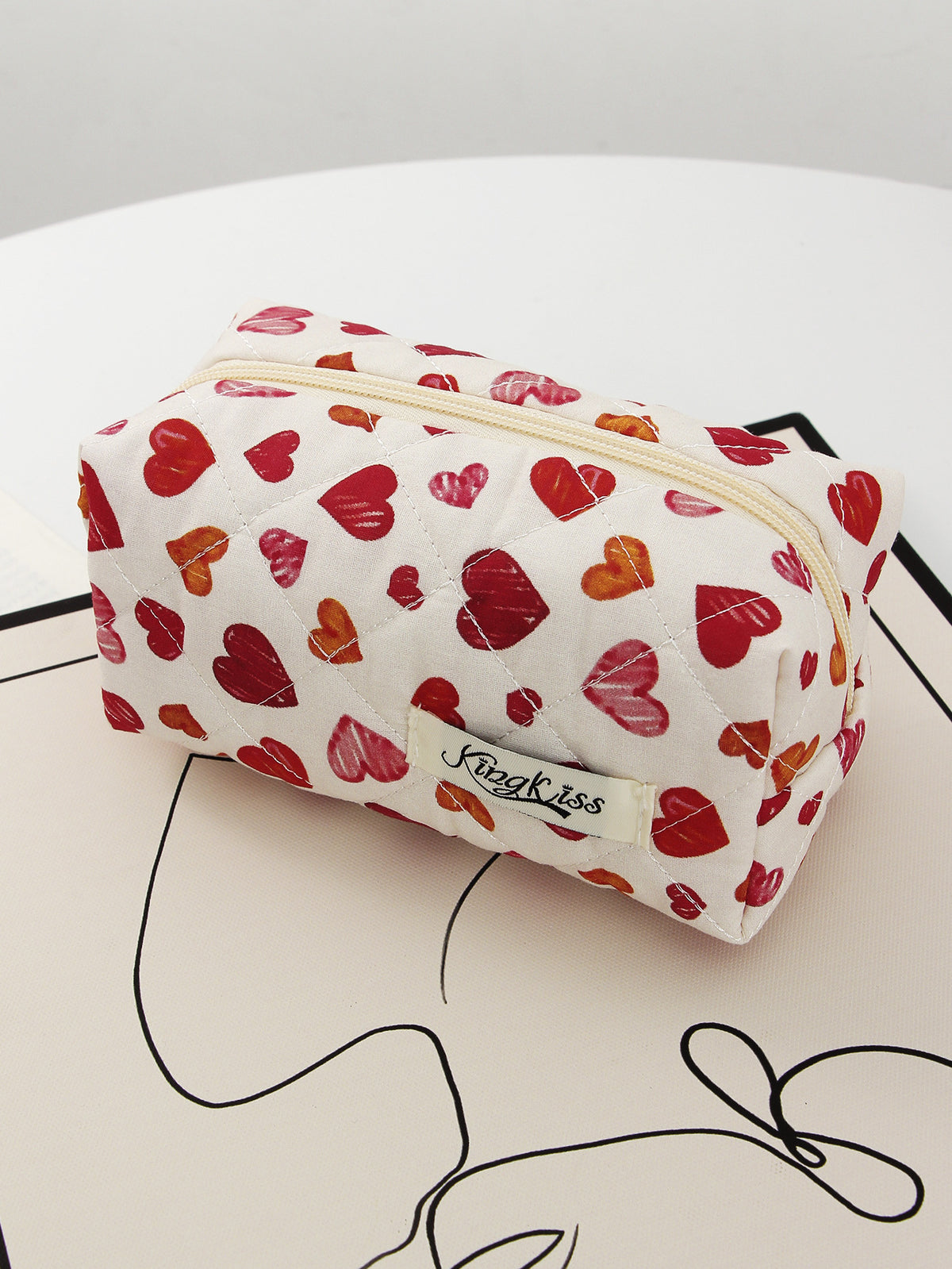 Cloth Liner Good-looking Cute Love Quilted Large Capacity Wash Cosmetic Bags