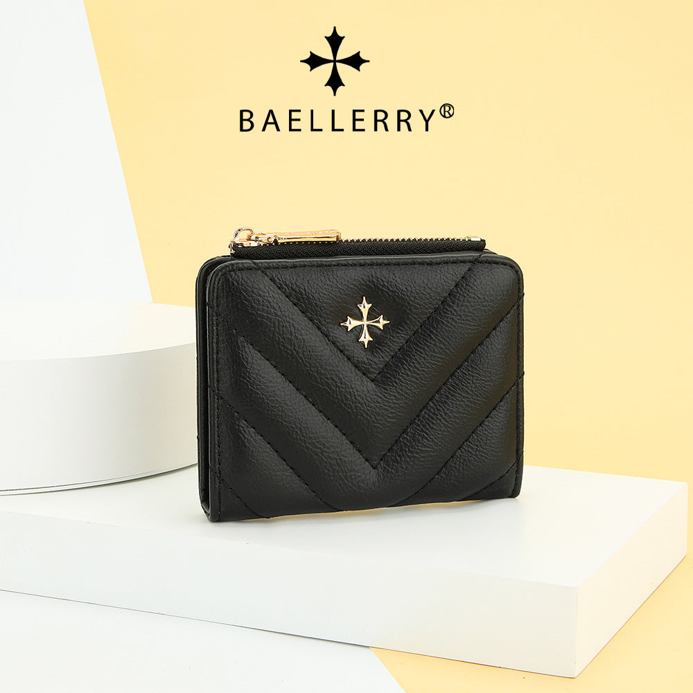 Women's Korean Short Zipper With Multi Stitching Ladies Wallet