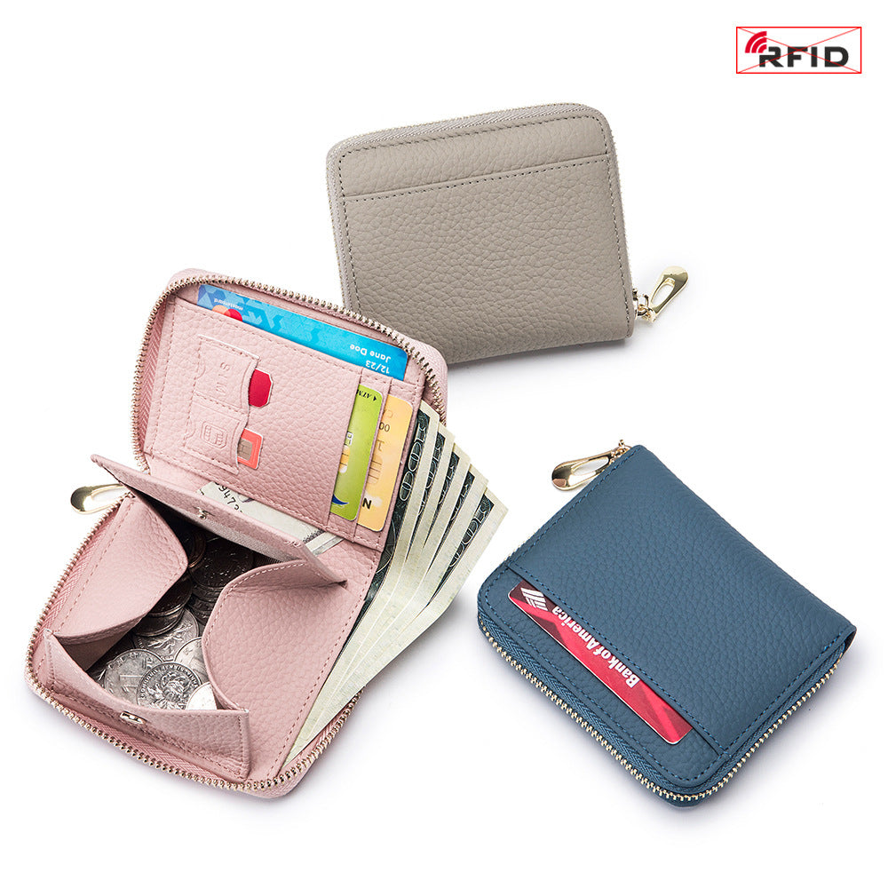 Women's Genuine Leather Fashion Short Niche Pocket Ladies Wallets