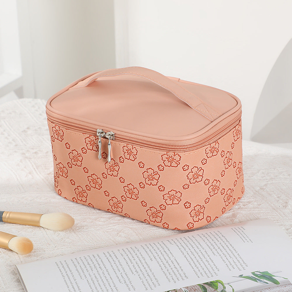 Women's Large Capacity Retro Embossing Storage Portable Outing Makeup Bag