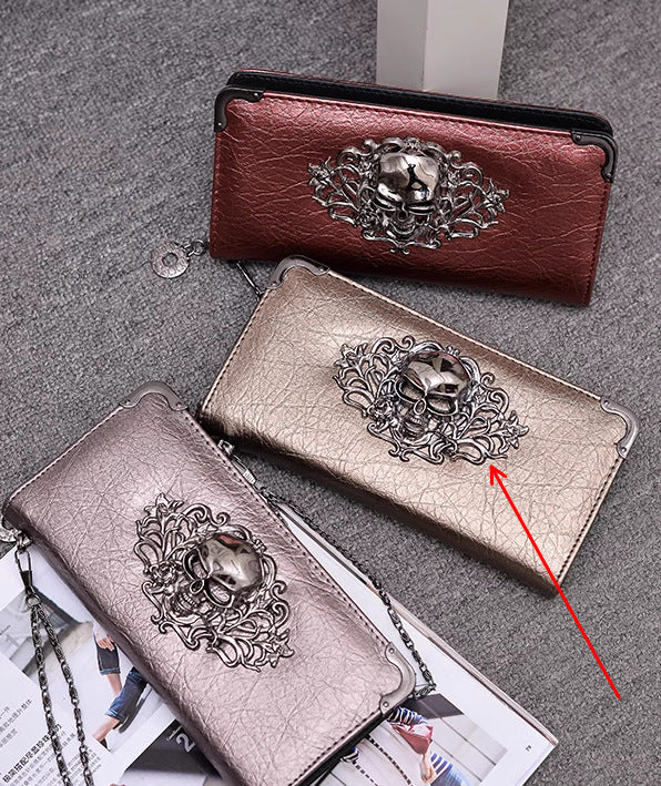 Men's Skull Fashion Personality Long Punk Clutch Handbags
