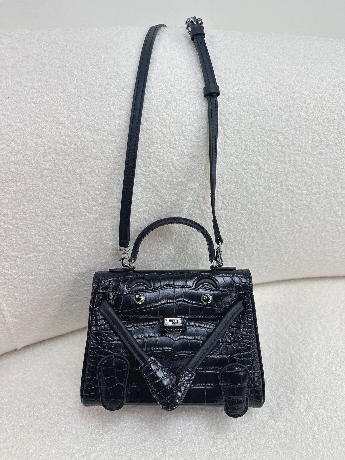 Crocodile Pattern Cowhide Millennium Doll Kelly Mini Bags