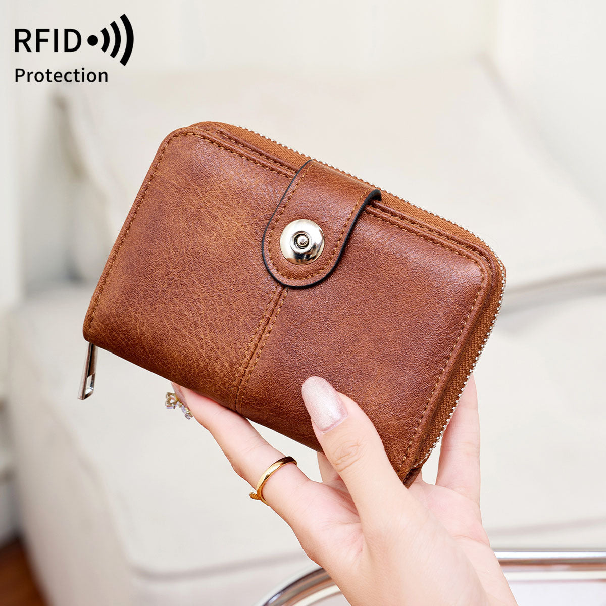 Women's Multiple Slots Zipper Hasp Retro Fashion Ladies Wallet