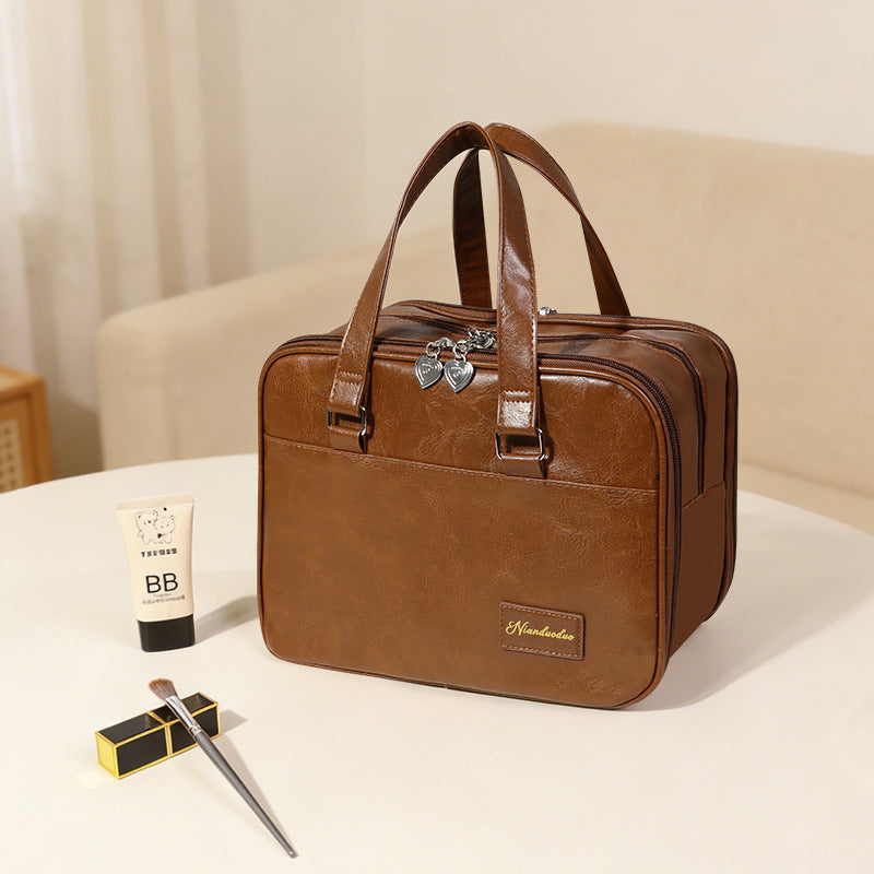 Portable Waterproof Wash Large Capacity Fashion Retro Makeup Bag