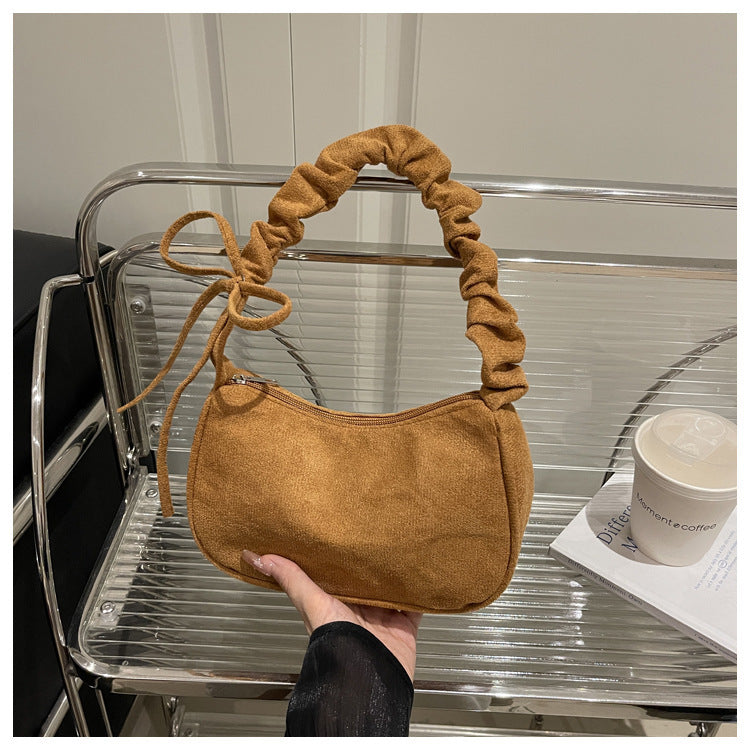 Women's Color Simple Suede Elegant Underarm Crescent Women's Shoulder Bag