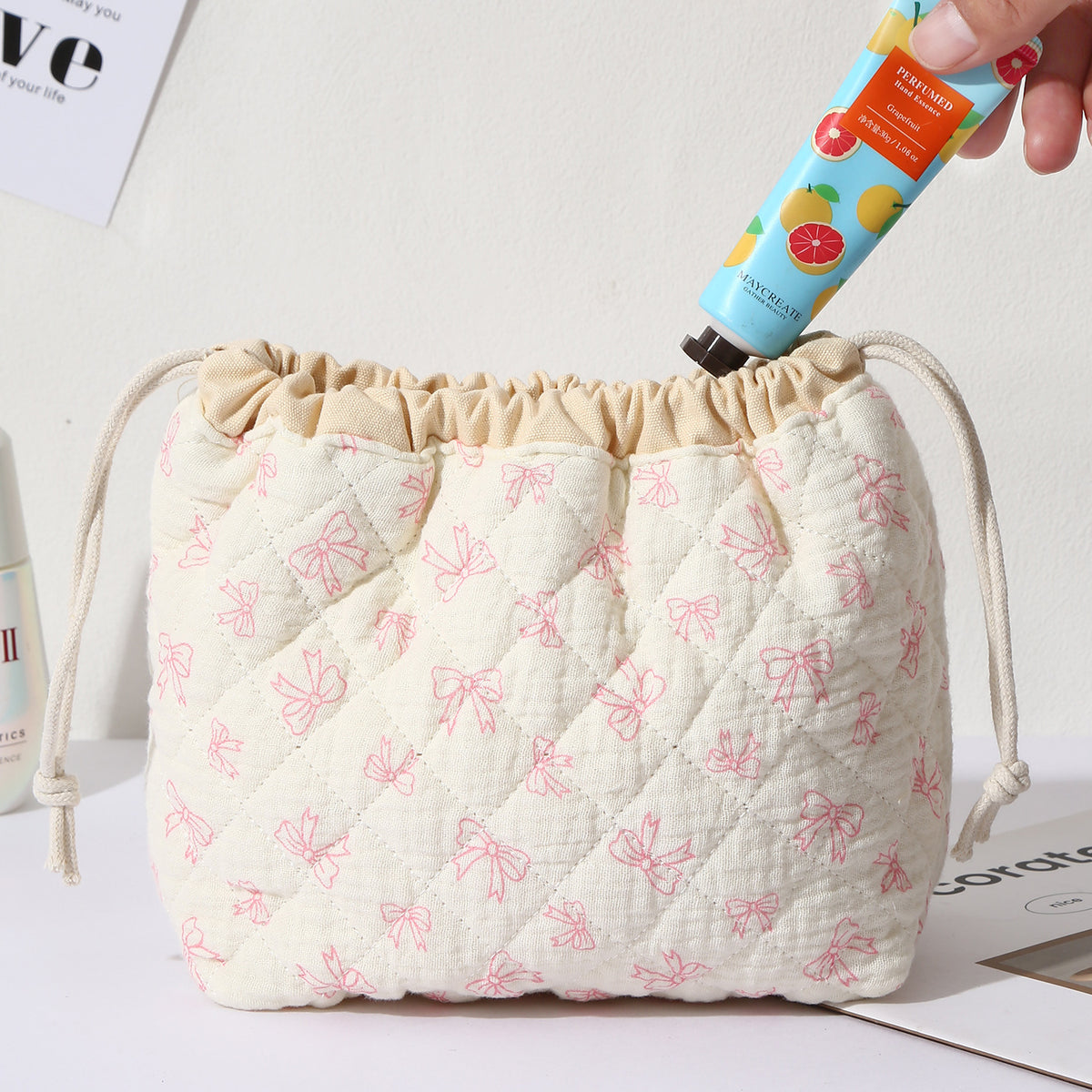 Brush Quilting Large Capacity Cosmetics Fashion Simple Bags