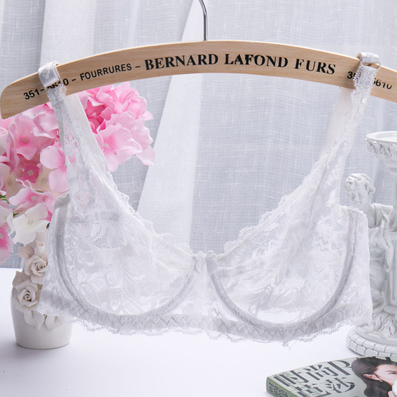 Women's Thin Sexy Single Layer Full Lace Transparent Cup Lingerie Sets