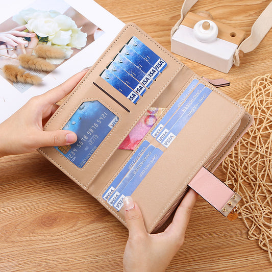 Women's Hollow Leaf Billfold Leather Korean Style Two Fold Long Ladies Wallets