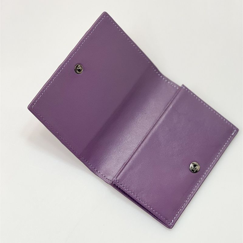 Leather Folding Pocket Rhombic Sheepskin Business Ladies Wallets