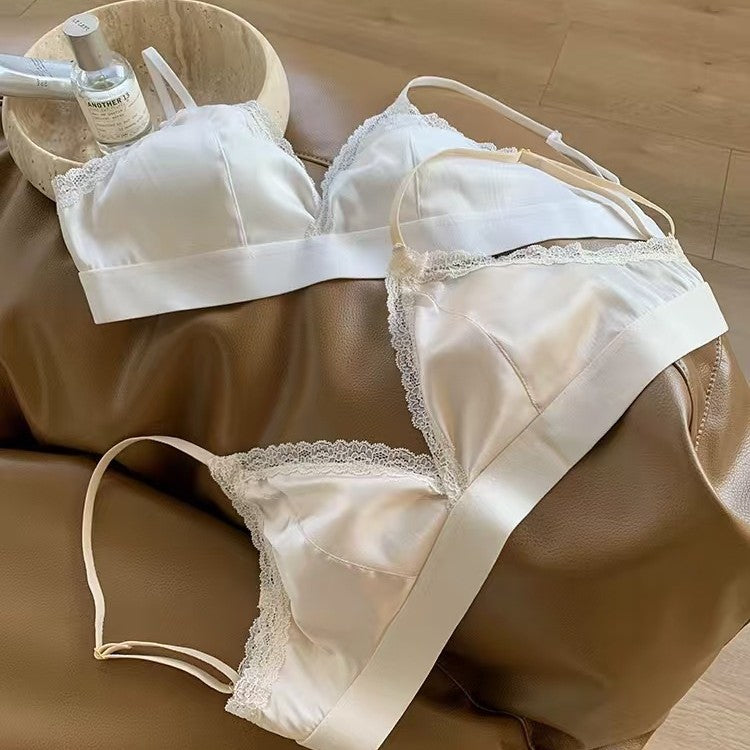 Triangle Cup Wireless Comfortable Spaghetti Strap Underwear Everyday Bras
