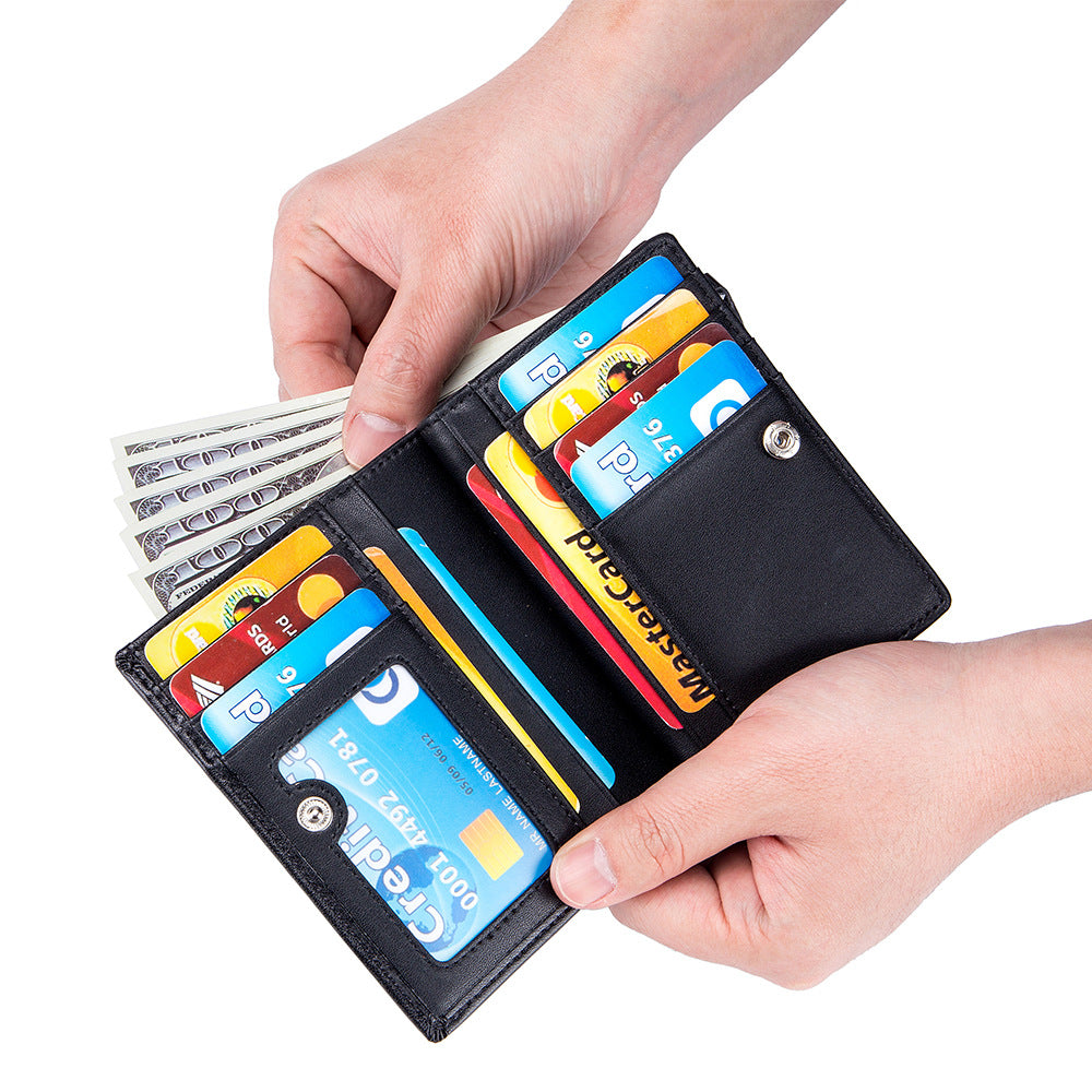 Men's Leather Short Zipper Vertical Soft Men's Wallets