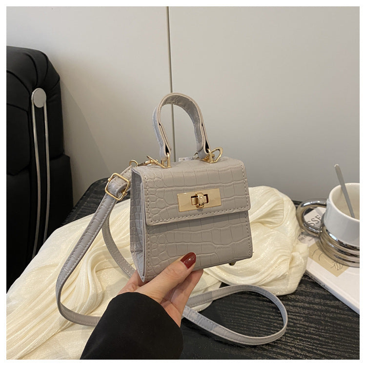 Retro Simple Graceful Summer Solid Color Textured Stone Pattern Fashion Women's Shoulder Bag