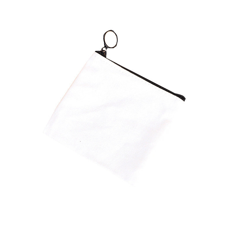 Mini Canvas Zipper Buggy Earphone White Coin Purses