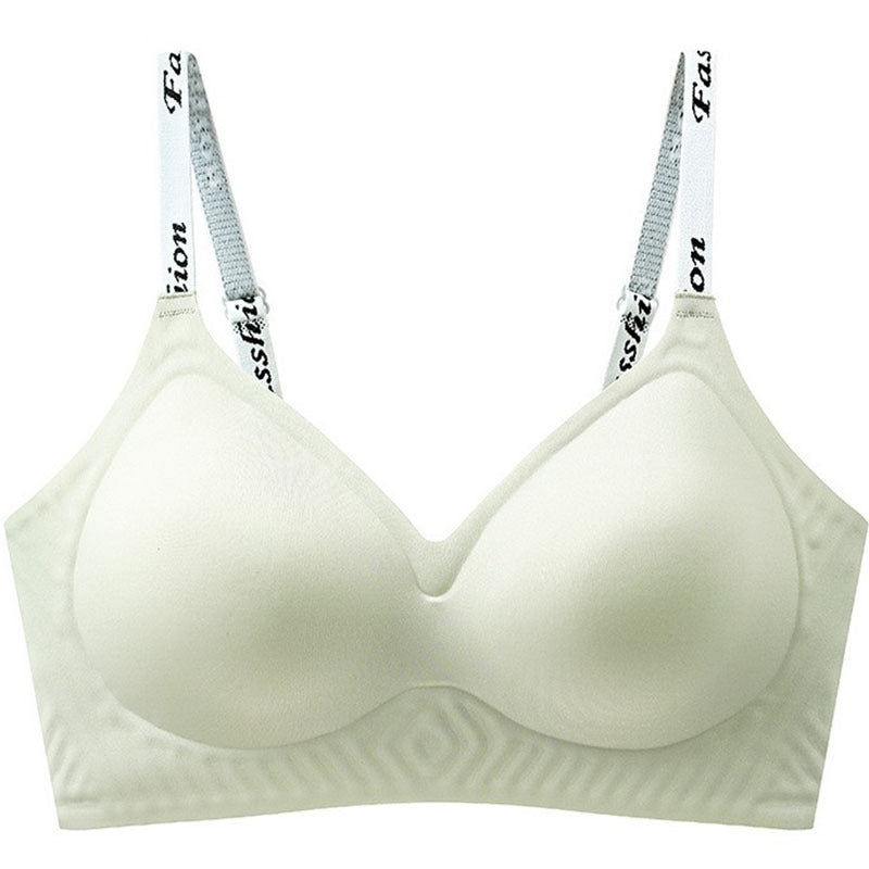 Women's Seamless Letter Shoulder Strap Underwear Small Chest Push Everyday Bras