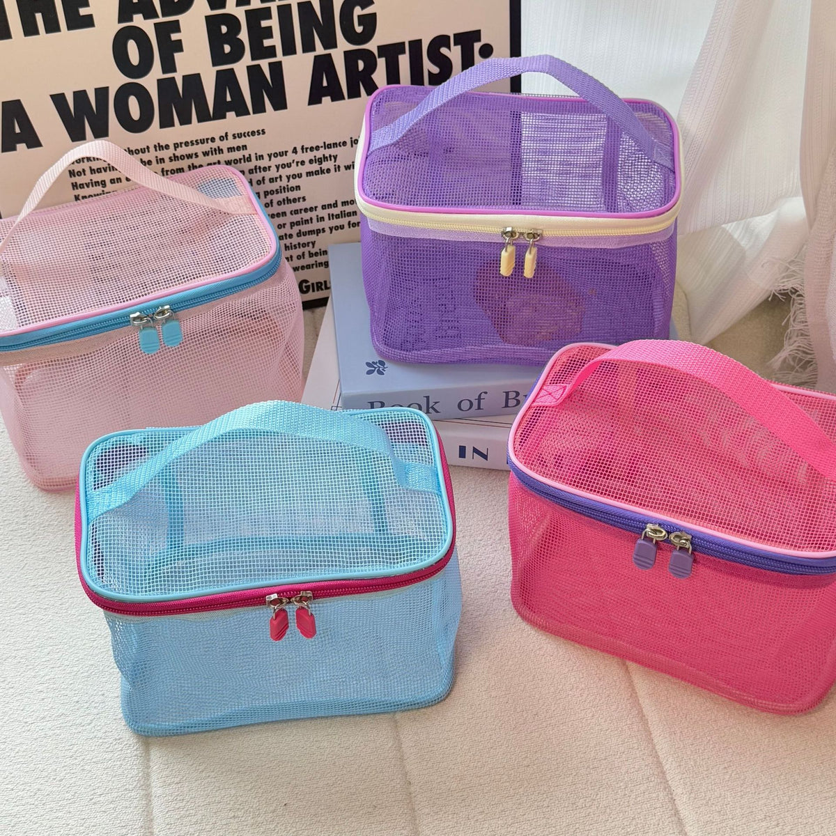 Mesh Large Capacity Portable Storage Wash Cosmetic Bags